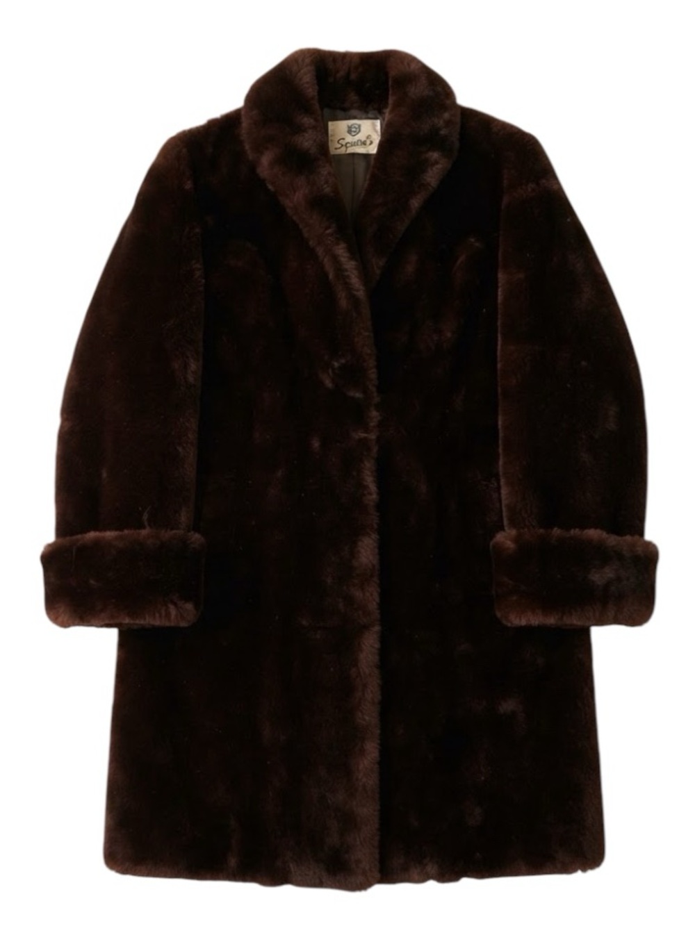 Vintage 1950s/60s Squire's Waterville ME Genuine Brown Fur / Mouton Lamb Coat
